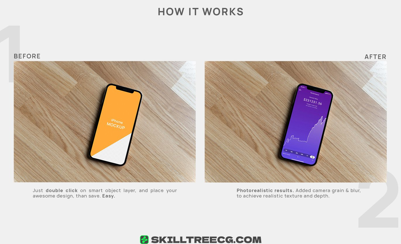 图片[2]-iPhone 12 Pro Mockup Wooden Background Minimal（840745）-技能树